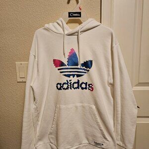 White Adidas Pixel Trefoil Hoodie